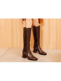 Outlet Sexy Square head Zipper High Boots