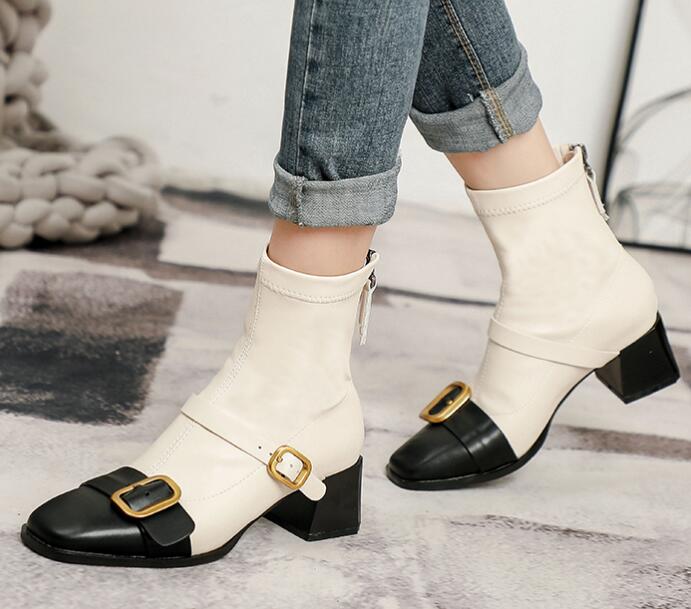 Outlet New style Point-toe Square heels Boots