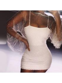 Outlet Hot style Autumn new sexy fashion nightclub round-neck mesh flashing diamond dress