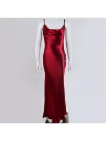 Outlet Hot style Satin backless sexy dress nightclub style evening dress