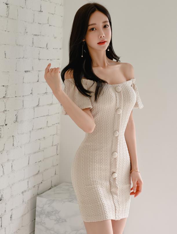 On Sale Off Collars Sexy Knitting Dress