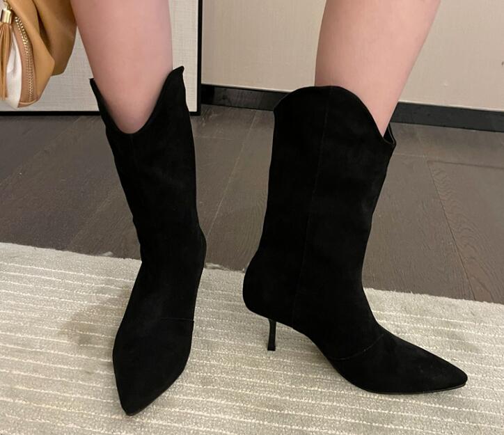 Outlet Autumn new Korean fashion high-heeled knight boots