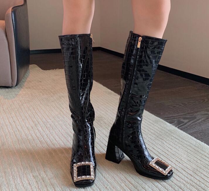 Outlet New fashion knight boots patent leather long boots