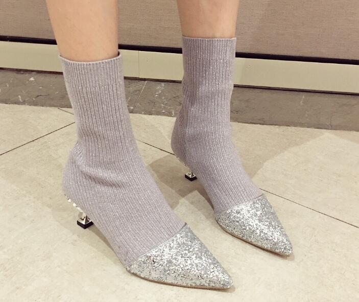 Outlet Autumn&winter pointed high-heel socks boots for women