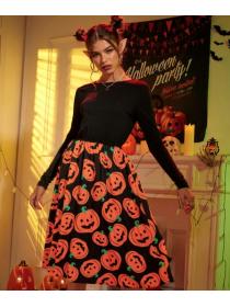 European Style Printing Show Waist Fashion Dress 