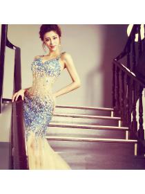 Outlet Wholesale new sexy ladies party dresses long prom tail dress 