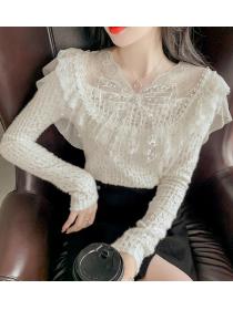 On Sale Gauze Matching Hollow Out Top 