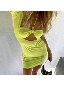Outlet Hot style Summer new women's short-sleeved sexy inner wear hollow slim-fit dress