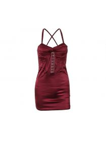 Outlet Hot style Sling fishbone breasted satin hip-full dress party dress for women