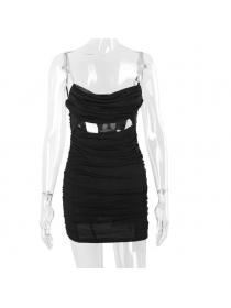 Outlet hot style New nightclub slim pleated hip-full dress suspender dress