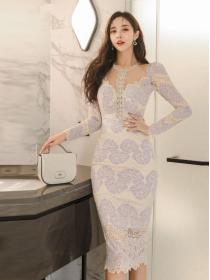 New Style Lace Gauze Matching Slim Dress