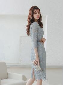 On Sale Hollow Out Open Fork Slim Dress 