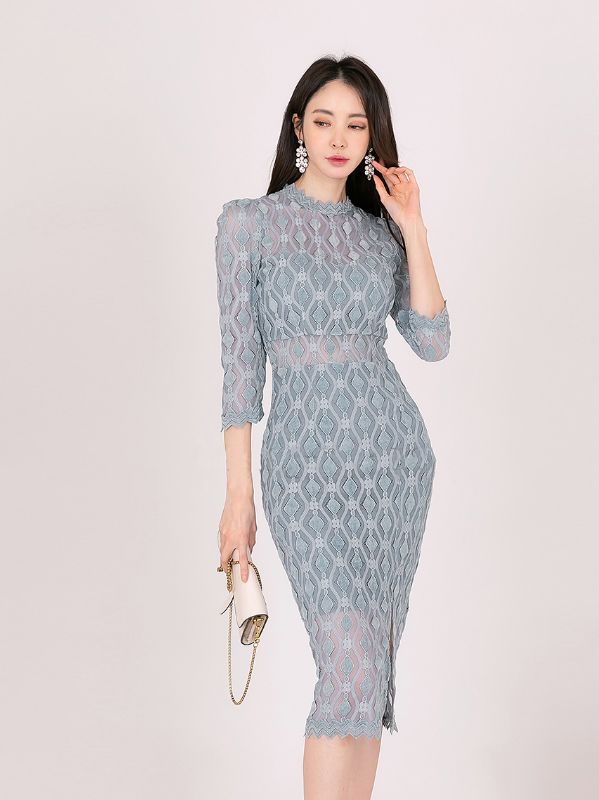 Outlet Hollow Out Lacce Open Fork Slim Dress