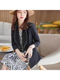Outlet Beaded white suit new Korean styleslim suit jacket for women