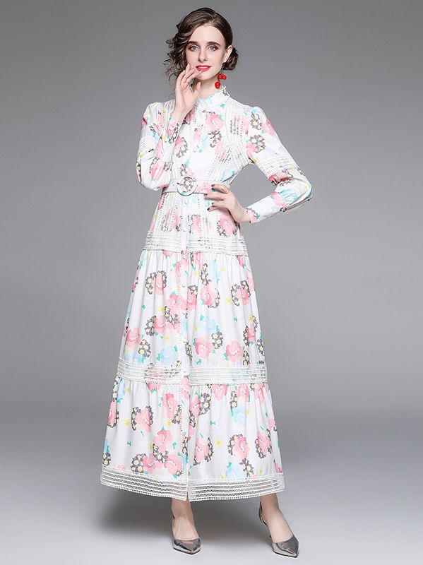 For Sale Show Waist Horn Sleeve Maxi Dress