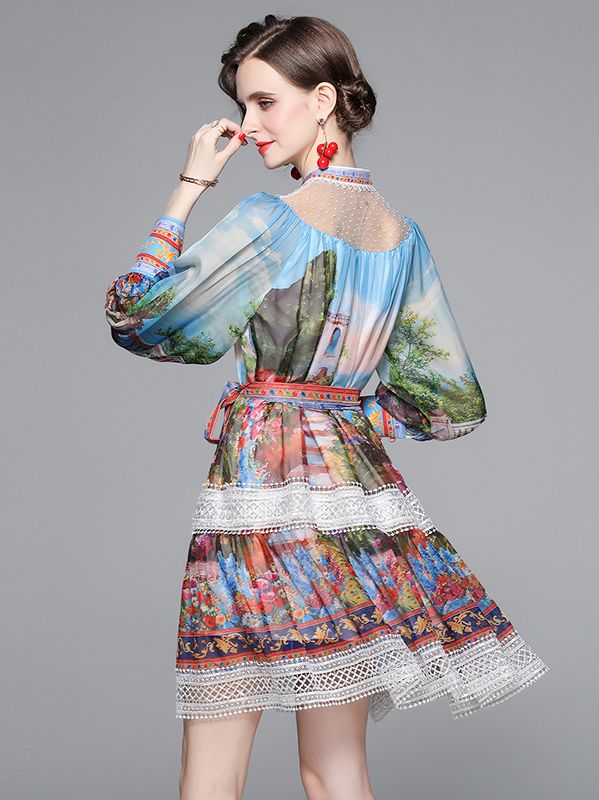On Sale Caek Hem Color Matching Dress
