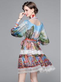 On Sale Caek Hem Color Matching Dress