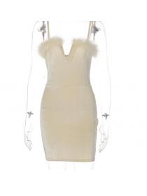 Outlet hot style Winter Fashion V-neck Slim Halter Sling Dress for women