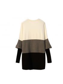 Outlet New style knitted sweater skirt Plus size fake two-piece dress