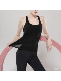 Outlet New Fake Two-piece Sports Vest Workout Clothes Running Top Loose Yoga Clothes