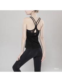 Outlet Fake Two-piece Sports Vest Workout Clothes Running Top Loose Yoga Clothes