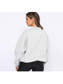 Outlet Autumn new loose knitted sweater long-sleeved half- zipper Sport wear