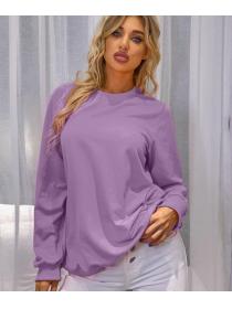 European Style Pure Color Loose Leisure Top