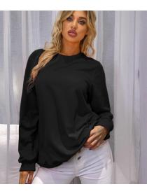 European Style Pure Color Loose Leisure Top