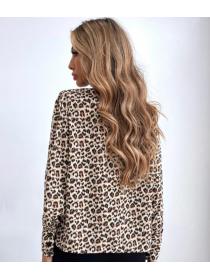 On Sale Doll Collars Leopard Grain  Chiffon Blouse 