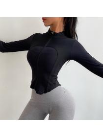 Outlet tight-fitting sports casual long-sleeved fitness clothes women's slim-fit quick-drying yog...