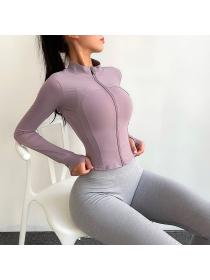 Outlet tight-fitting sports casual long-sleeved fitness clothes women's slim-fit quick-drying yoga training jacket 