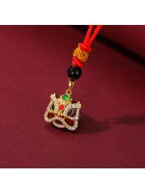 Red Agate Pendant Wake Lion Jewelry S925 Sterling Silver Necklace