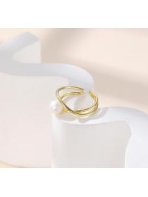 Outlet S925 Silver pearl ring female simple fashion Opening ring temperament jewelry