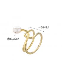 Outlet Korean fashion S925 silver pearl ring female fashion design open ring