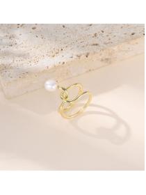 Outlet Korean fashion S925 silver pearl ring female fashion design open ring