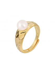 Outlet Korean fashion Irregular Convex S925 Silver Freshwater Pearl Ring