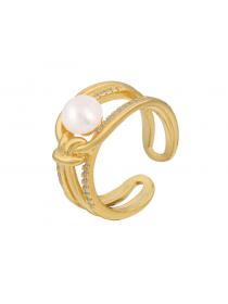 Outlet Vintage style S925 Silver Pearl Ring Hollow Index Finger Jewelry