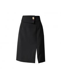 Outlet Spring fashion high-waisted a-line skirt split OL skirt