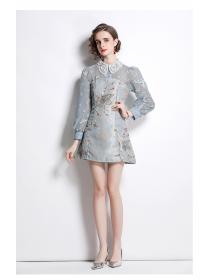 Outlet Spring new women's lace butterfly lace collar sweet dress