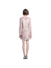 Outlet women's spring long sleeves European fashion temperament lace embroidered dress
