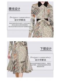 Outlet Long-sleeved Printed Elegant Dress
