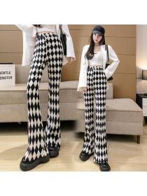 Outlet Spring new diamond-shaped pleated trousers women's high-waist slim-fit trousers
