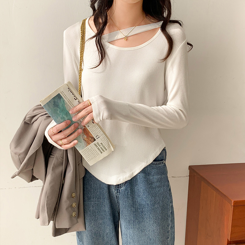 Outlet Screw thread bottoming shirt Western style tops