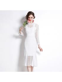 Outlet Long-sleeved White Elegant dress