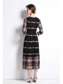 Outlet Slim embroidery spring fashion short sleeve dress