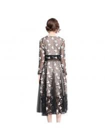 Outlet Spring slim elegant embroidery dress for women