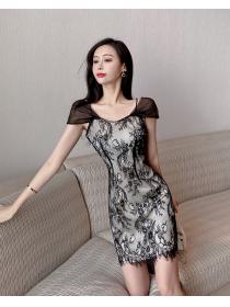 Outlet Sexy sling lace T-back strapless slim temperament dress