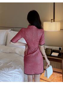 Outlet Temperament split cheongsam short glitter dress for women