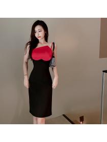 Outlet Slim mixed colors sling light wrapped chest sexy dress
