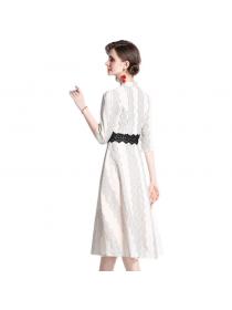 Outlet European Style Round neck pure autumn pullover lace embroidery dress
